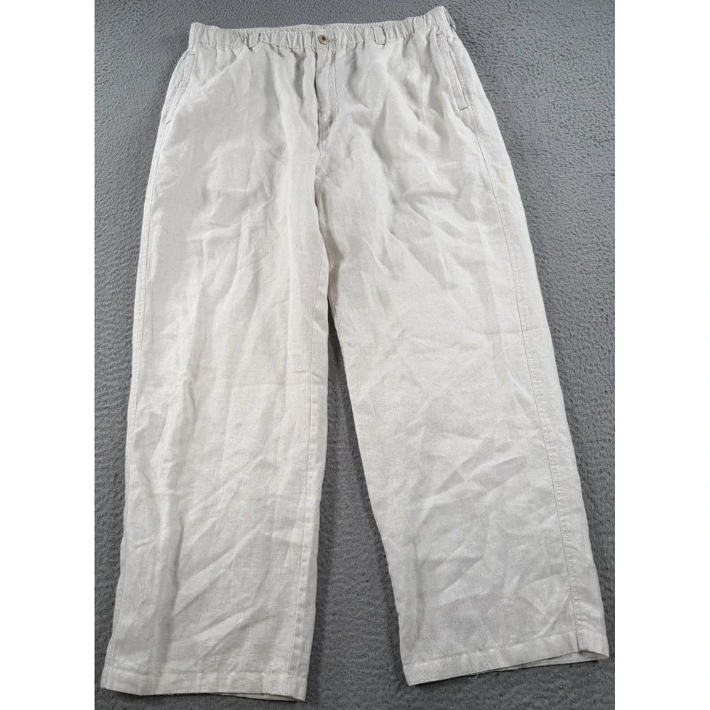 Tommy Bahama Relax Linen Pants Mens Large White Beach Coast Resort Trouser